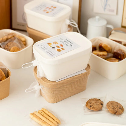 10Sets Kraft Paper Cake Box Salad Fruit Pasta Packaging Box Meal Prep Containers with Lids Picnic Party Lunch Box