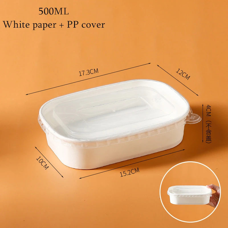 10Sets Kraft Paper Cake Box Salad Fruit Pasta Packaging Box Meal Prep Containers with Lids Picnic Party Lunch Box