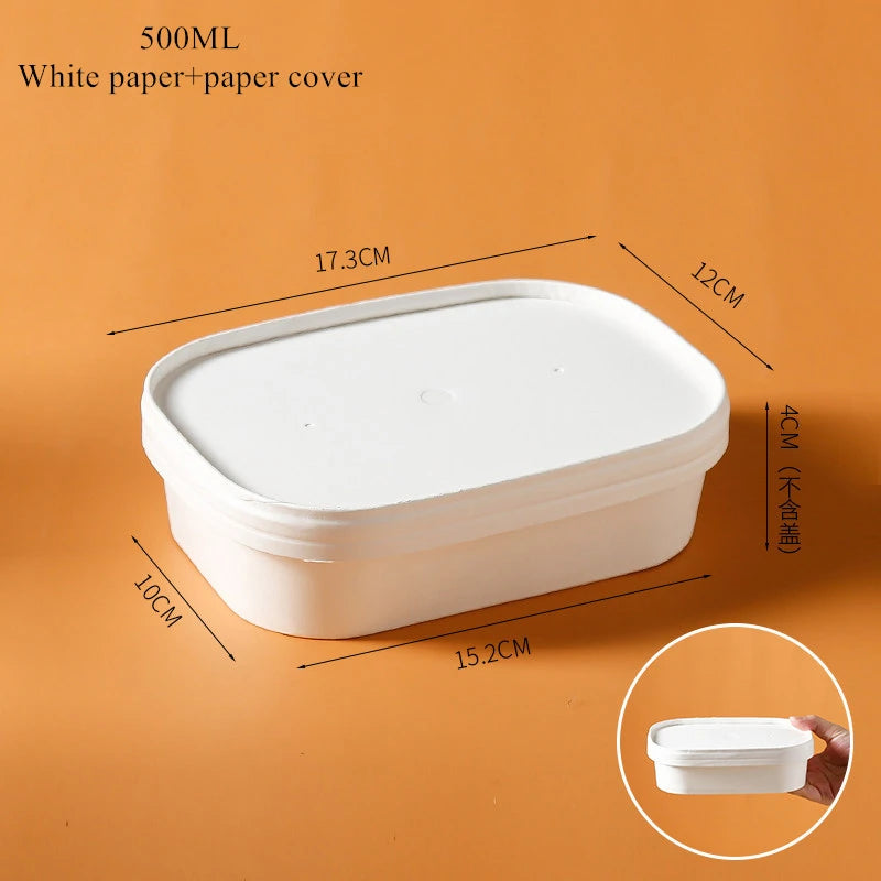 10Sets Kraft Paper Cake Box Salad Fruit Pasta Packaging Box Meal Prep Containers with Lids Picnic Party Lunch Box