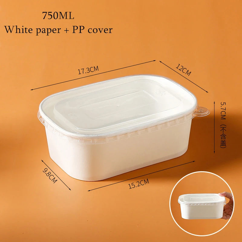 10Sets Kraft Paper Cake Box Salad Fruit Pasta Packaging Box Meal Prep Containers with Lids Picnic Party Lunch Box